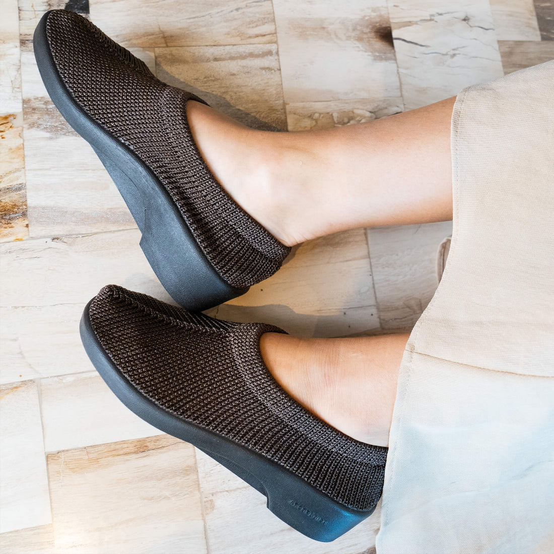 Amadora Brown Slip Ons