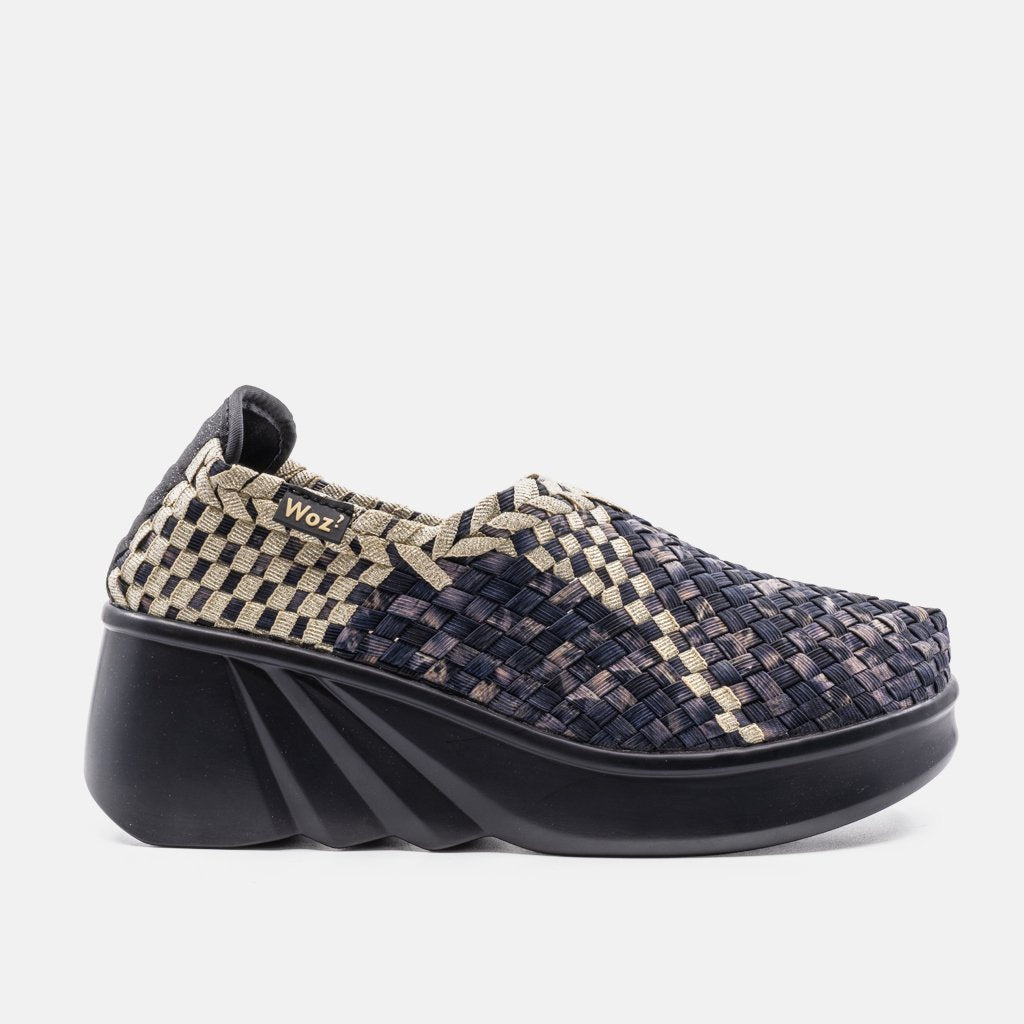 Arezzo Dark Gray and Gold Wedge