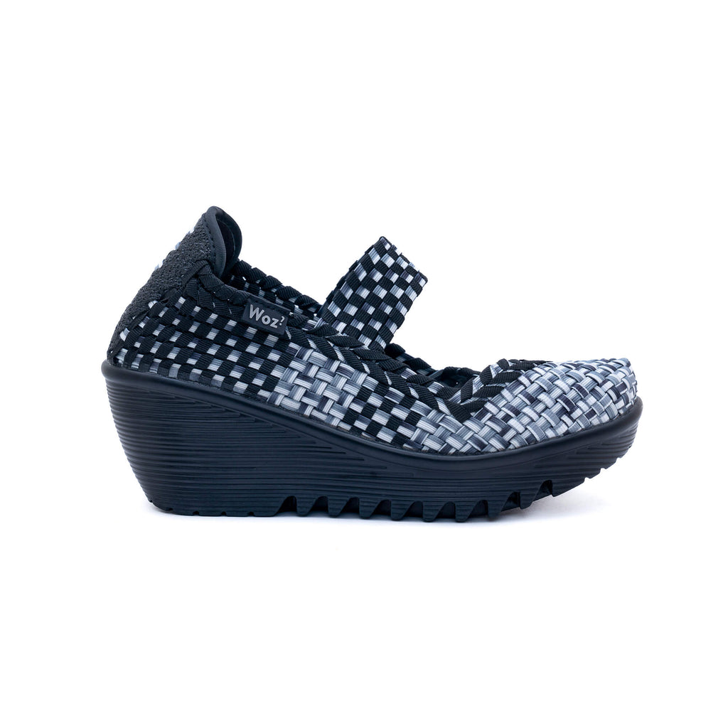 Sofia Black, White and Gray Wedge