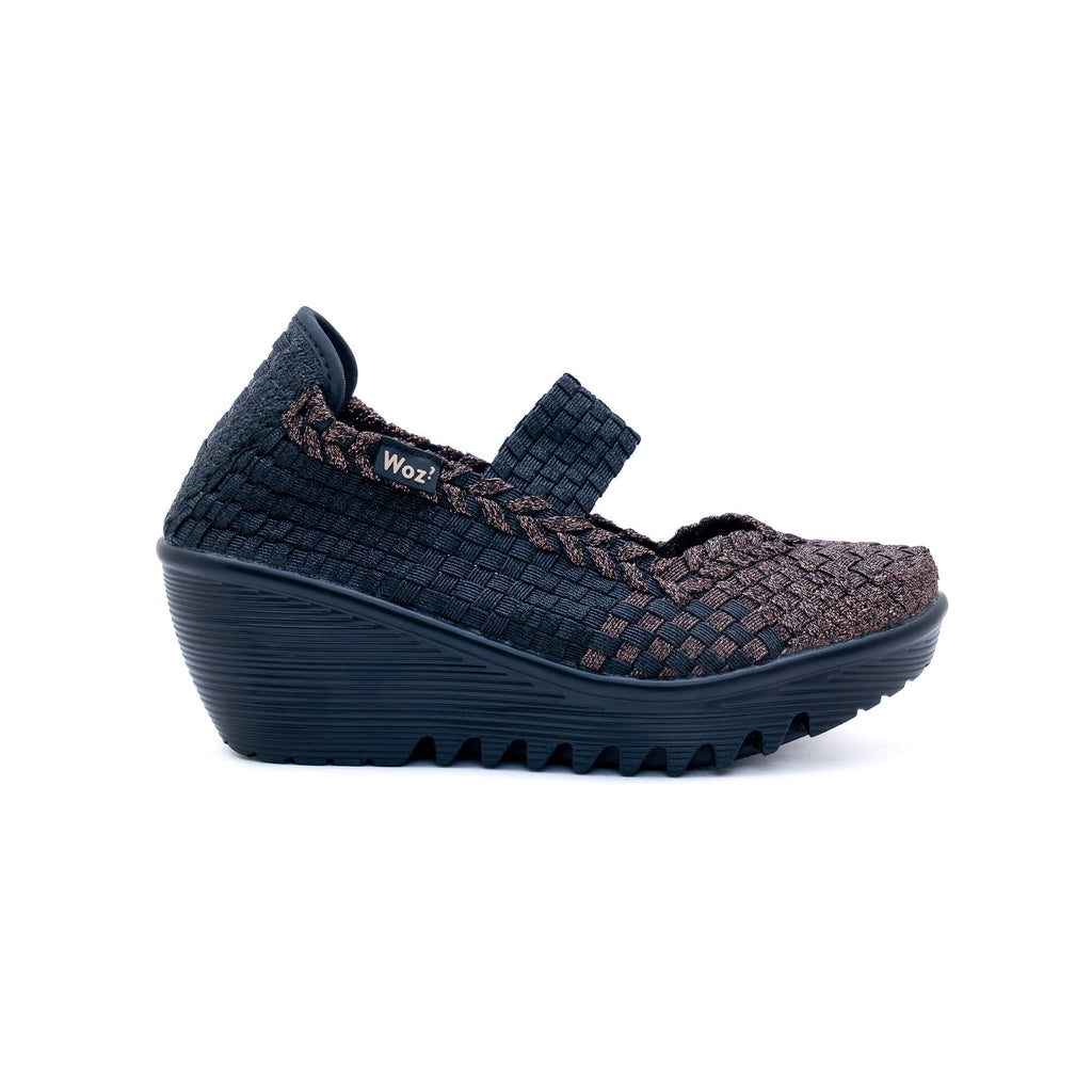Sofia Bronze with Metallic Black Wedge
