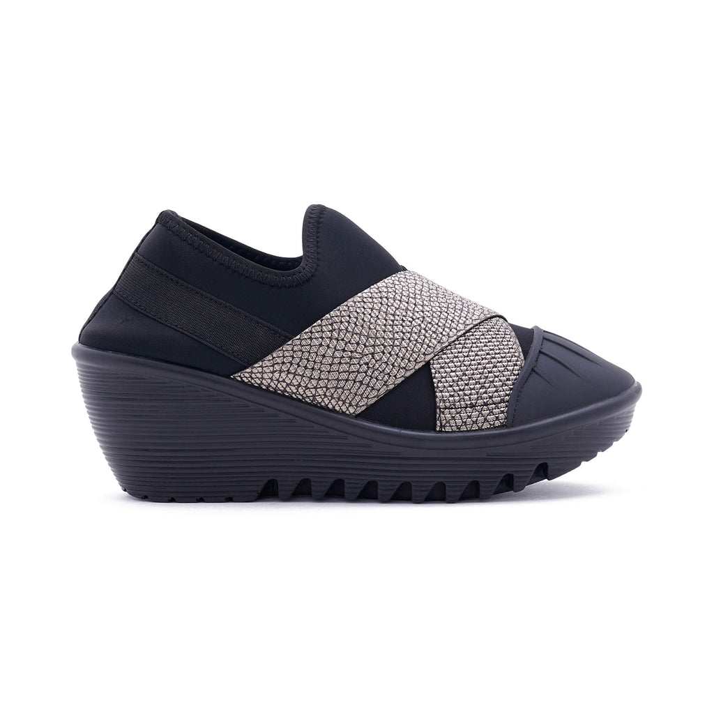 Geneva Black Gold Wedge Heel