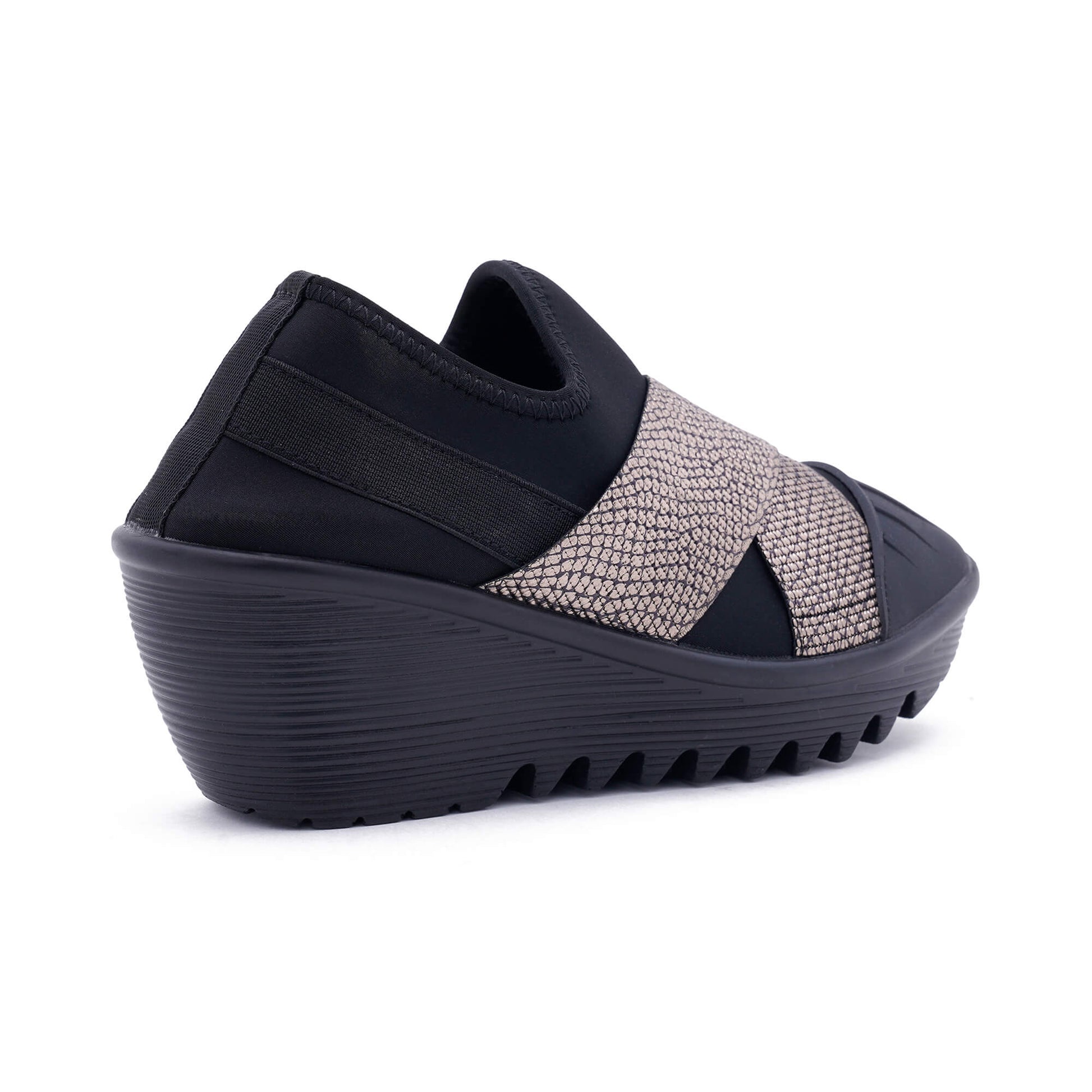 Geneva Black Silver Wedge heel 