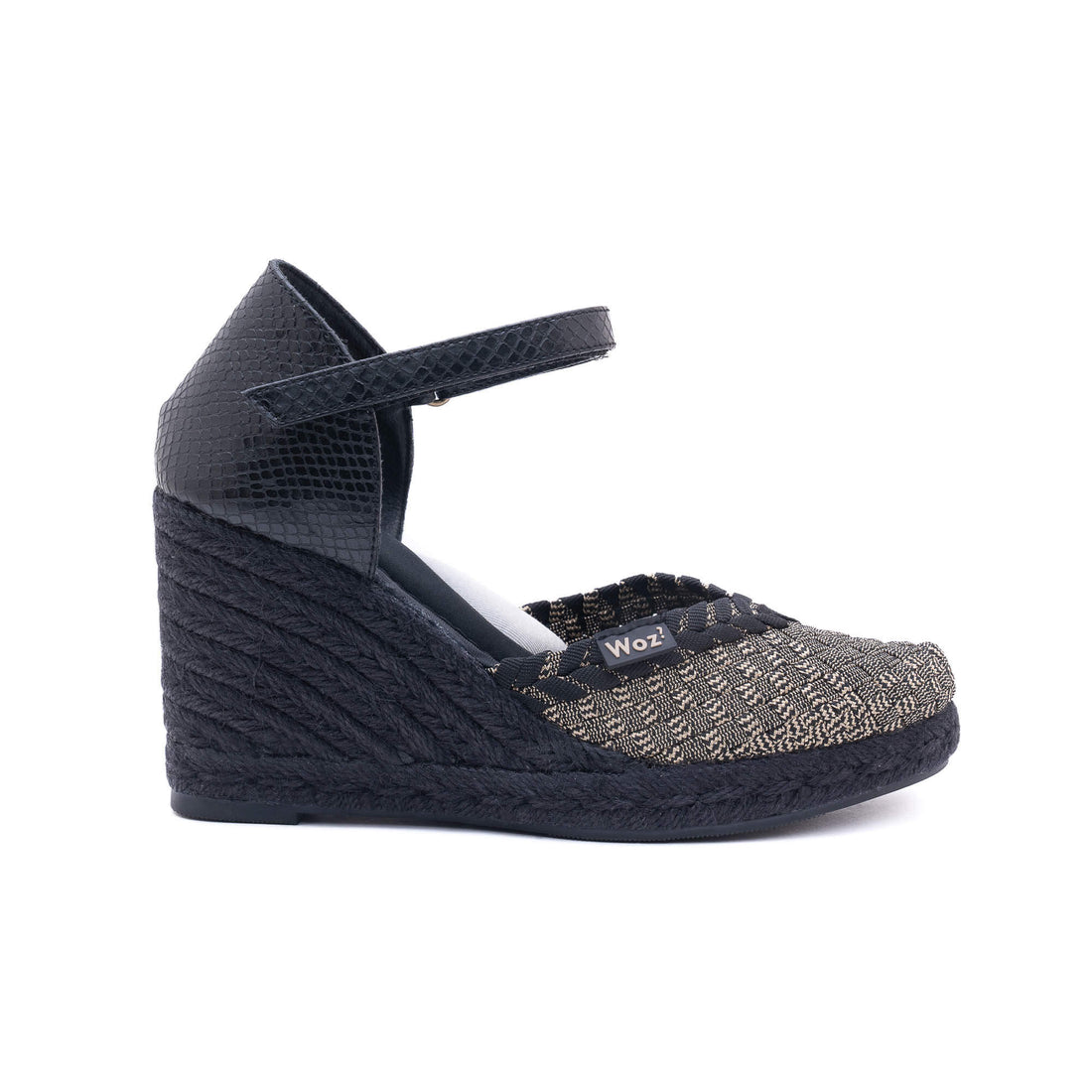 Zaira Gold Black Lines Espadrilles