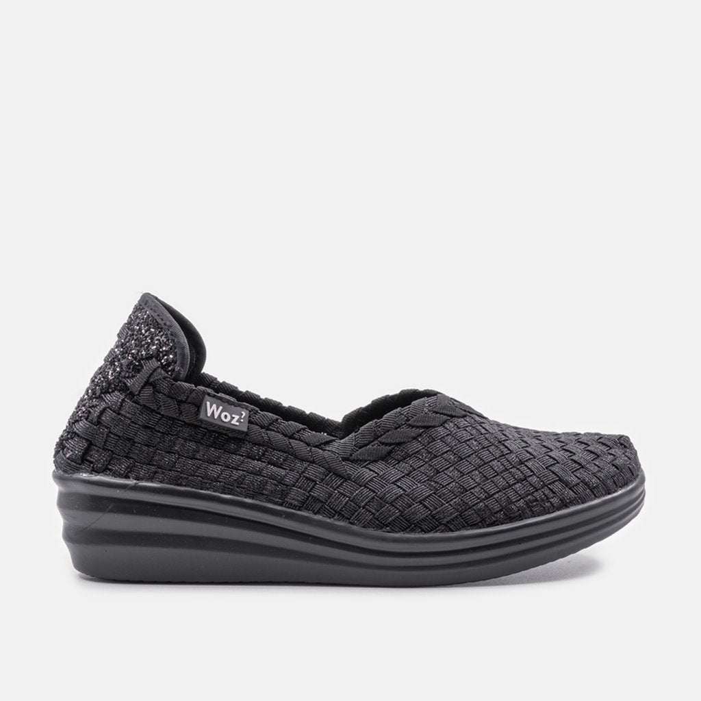 Genoa Metallic Black Wedge