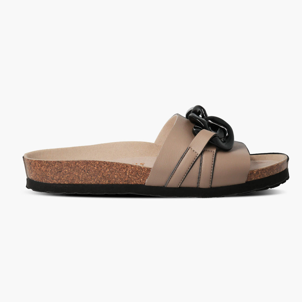 Taupe slide hot sale sandals