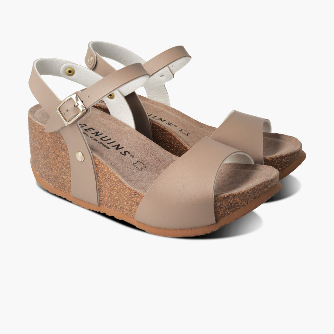 Genuins women gray sandal wedge